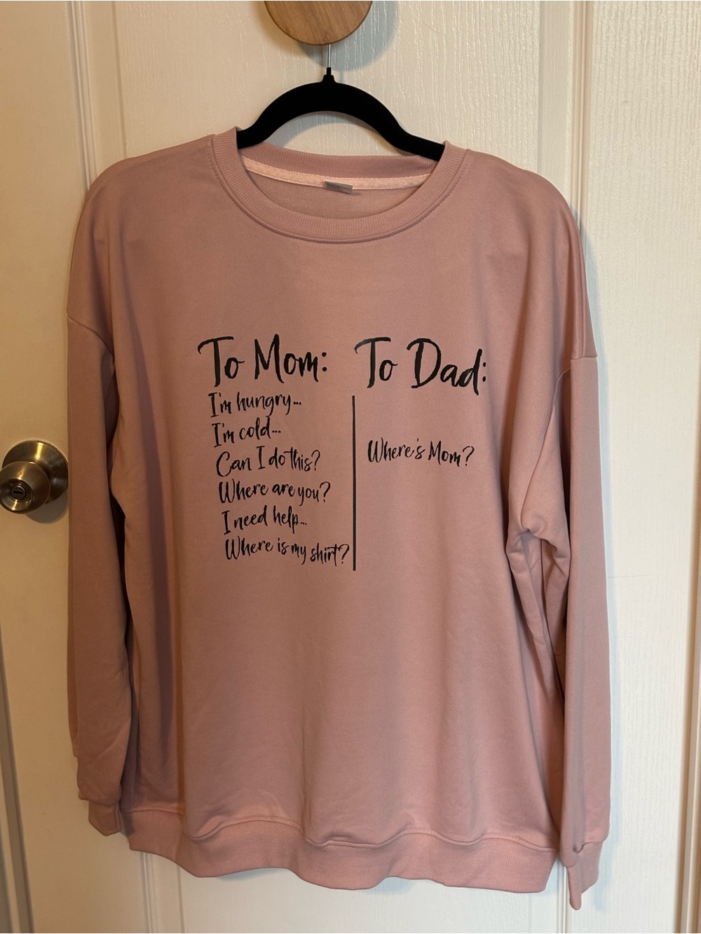 Graphic 'To Mom To Dad' Pullover Sweatshirt - Mauve Pink